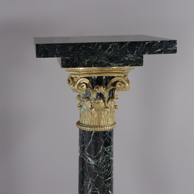 Pair Of French Classical Black Marble Sculpture Pedestals With Ormolu