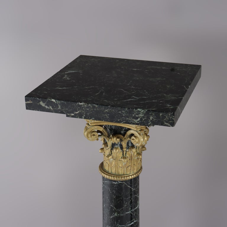 Pair Of French Classical Black Marble Sculpture Pedestals With Ormolu