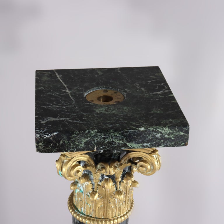 Pair Of French Classical Black Marble Sculpture Pedestals With Ormolu