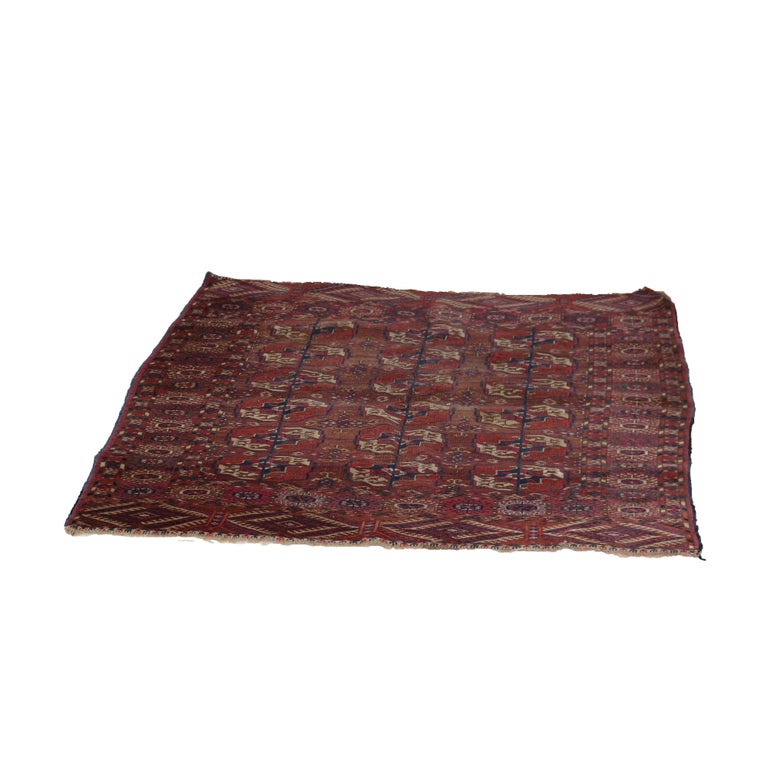 Antique Persian Tekke Bokara Handwoven Wool Rug C1920