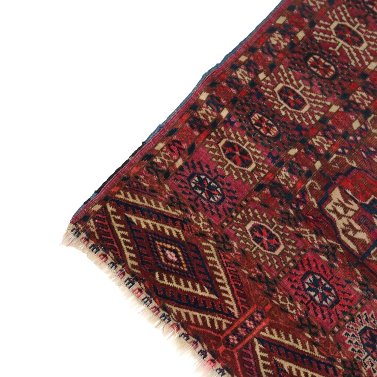 Antique Persian Tekke Bokara Handwoven Wool Rug C1920