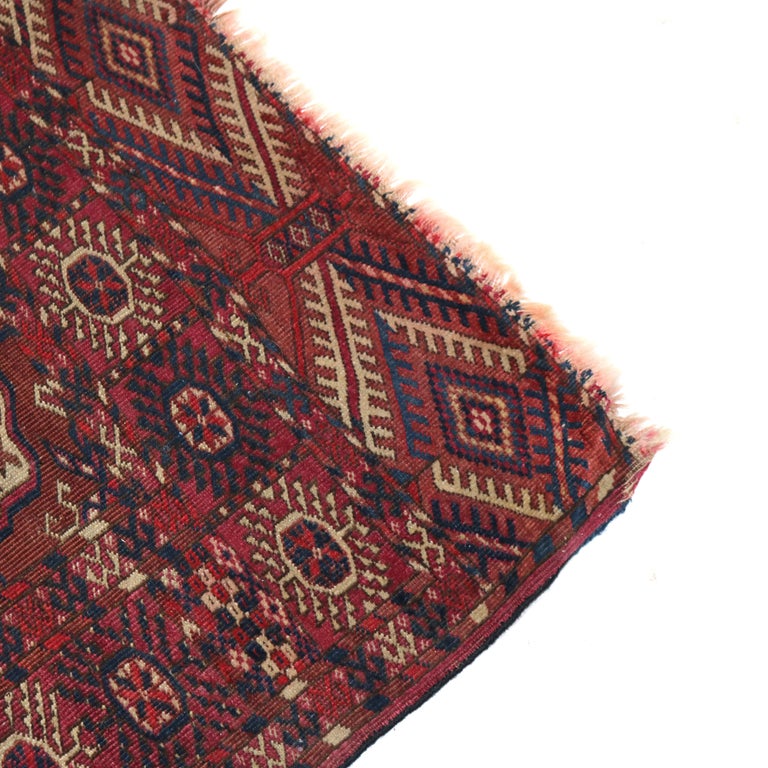 Antique Persian Tekke Bokara Handwoven Wool Rug C1920