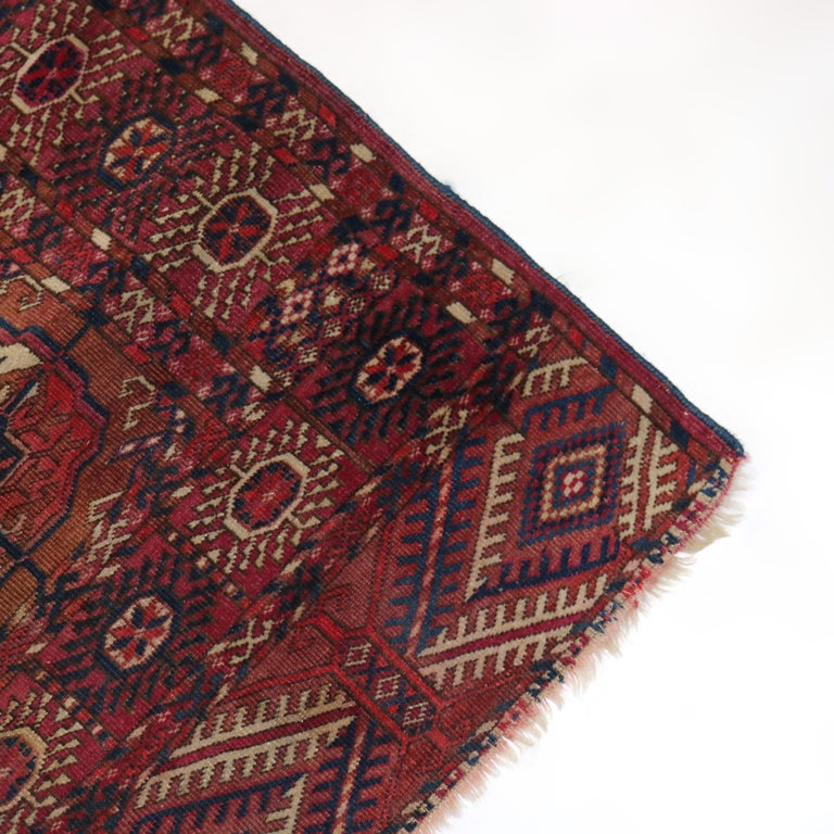 Antique Persian Tekke Bokara Handwoven Wool Rug C1920