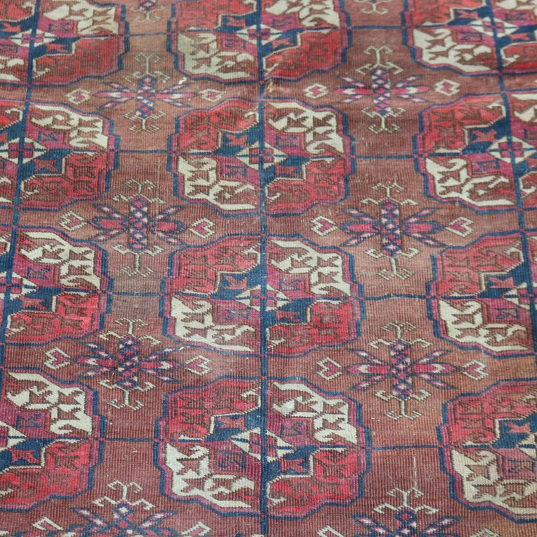 Antique Persian Tekke Bokara Handwoven Wool Rug C1920