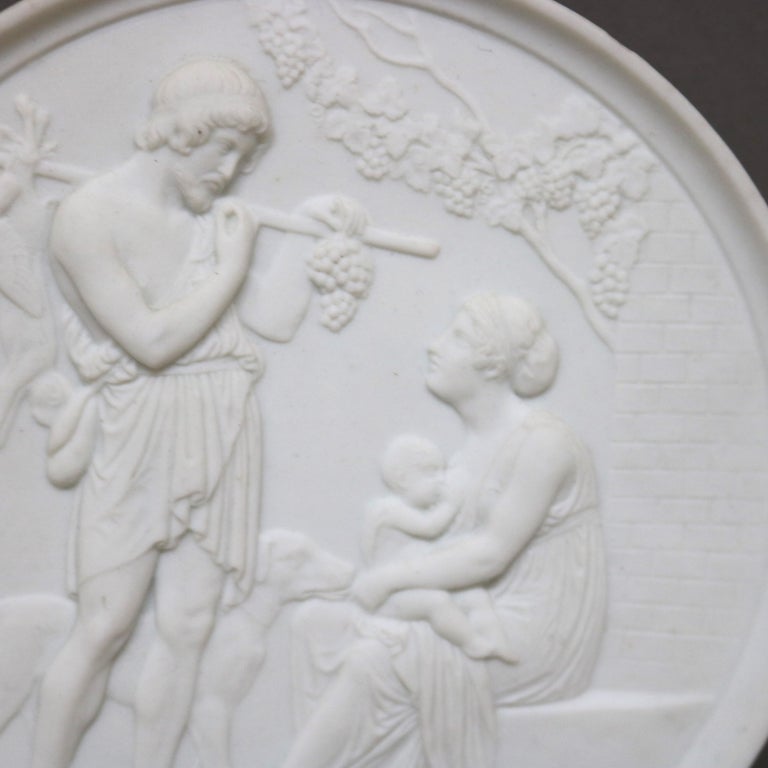 Pair of Antique Parian Ware Classical Bisque Porcelain Plaques C1880