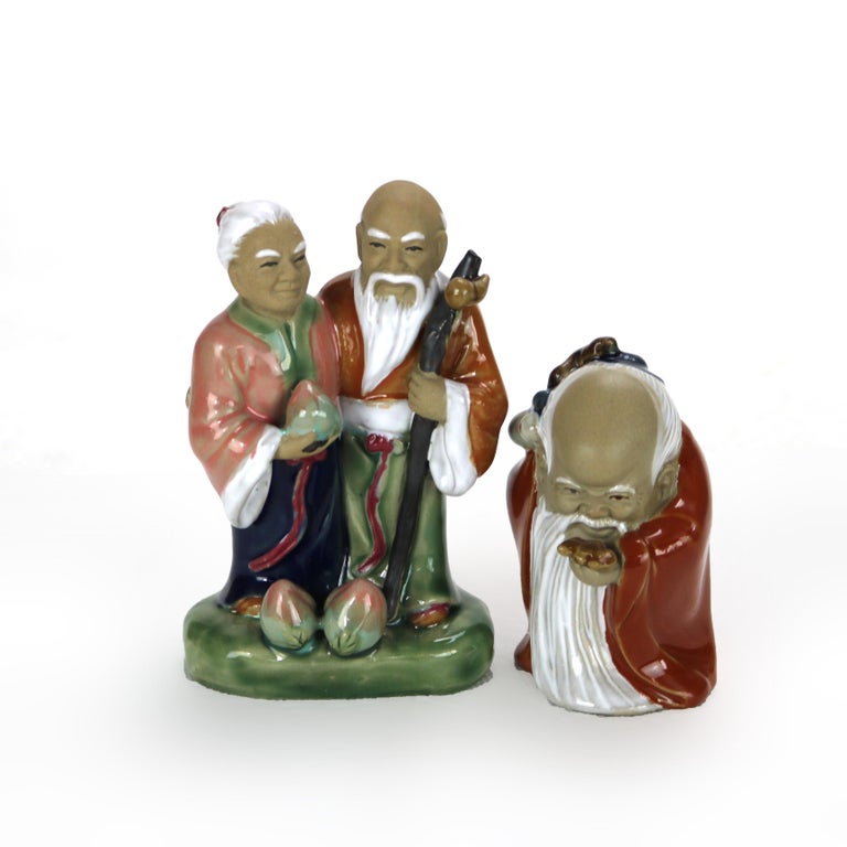 Two Japanese Pottery Figural Groups Signed 20thC