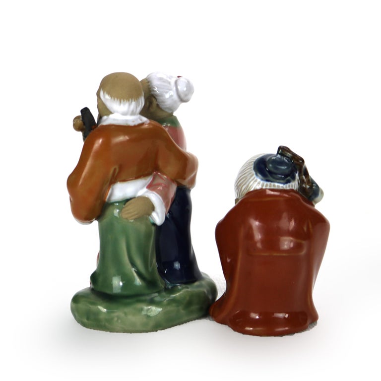 Two Japanese Pottery Figural Groups Signed 20thC