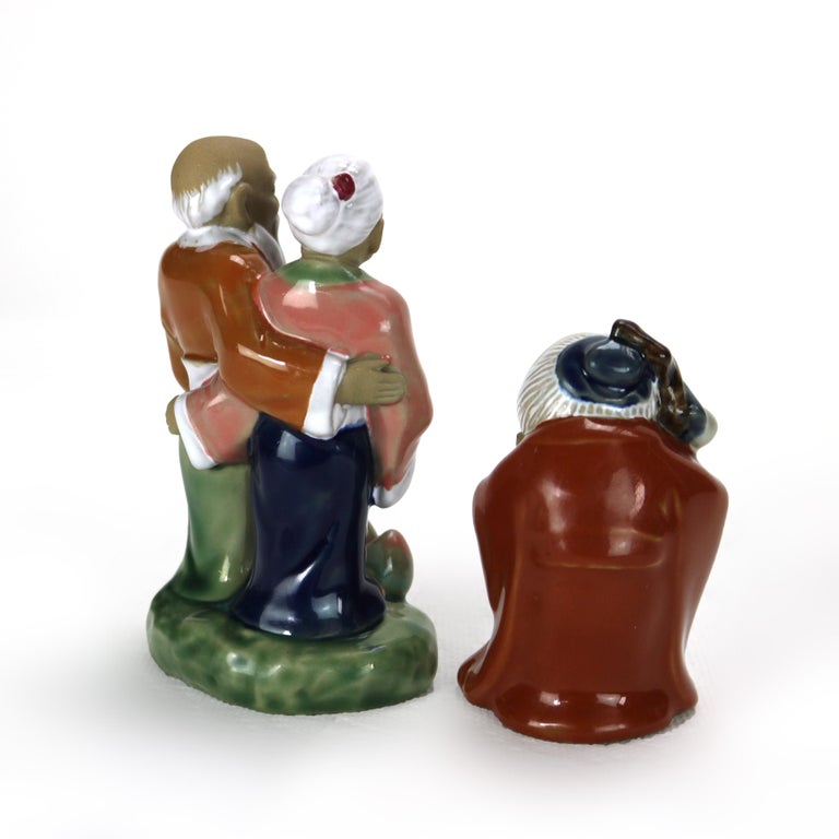 Two Japanese Pottery Figural Groups Signed 20thC