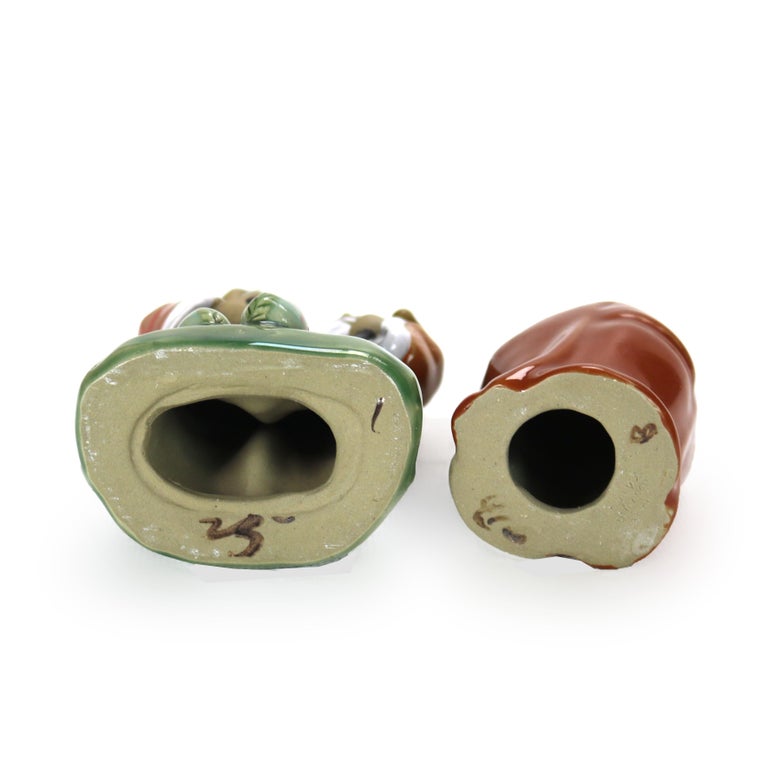 Two Japanese Pottery Figural Groups Signed 20thC