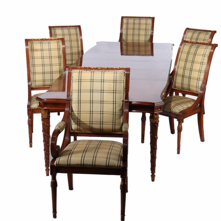 Seven Piece Karges Walnut & Burl Dining Room Set Signed 20thC