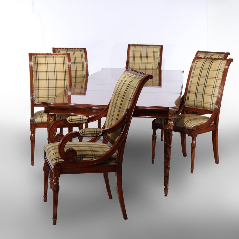 Seven Piece Karges Walnut & Burl Dining Room Set Signed 20thC