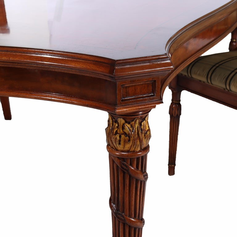 Seven Piece Karges Walnut & Burl Dining Room Set Signed 20thC