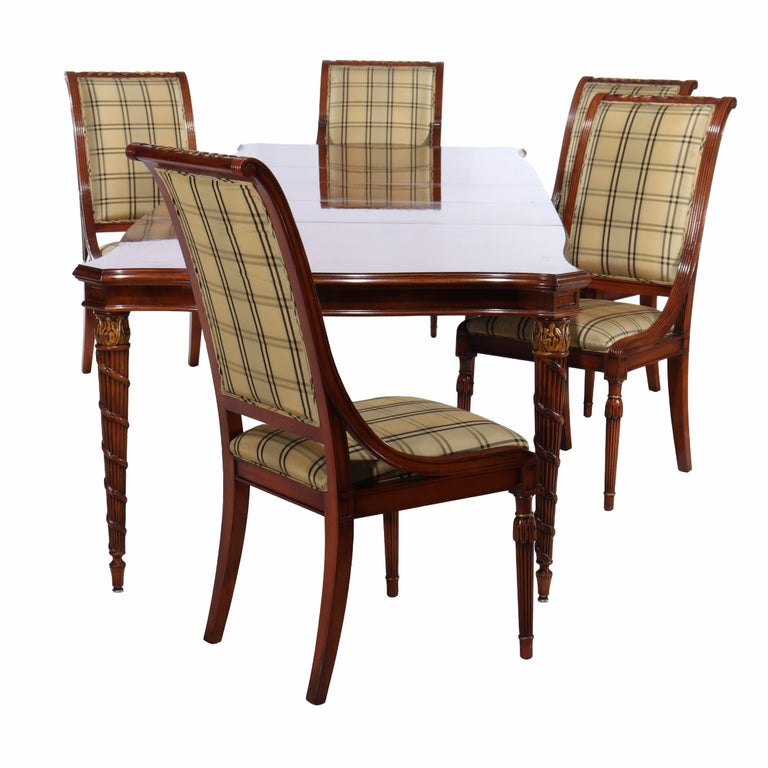 Seven Piece Karges Walnut & Burl Dining Room Set Signed 20thC