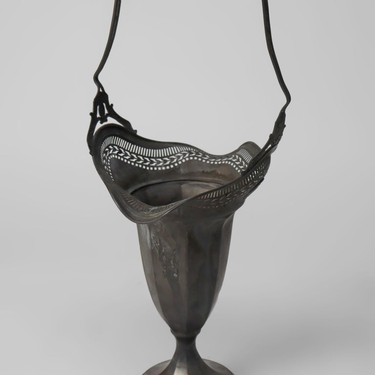 Antique Durgin Sterling Silver Reticulated Weighted Flower Basket C1920