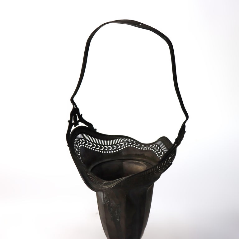 Antique Durgin Sterling Silver Reticulated Weighted Flower Basket C1920