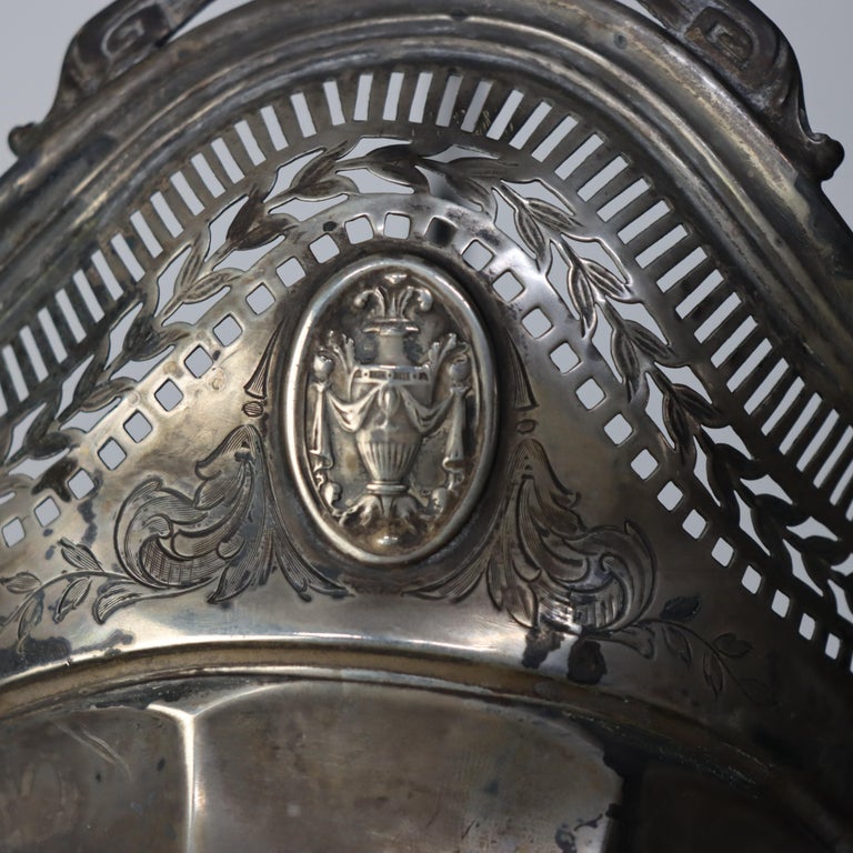 Antique Durgin Sterling Silver Reticulated Weighted Flower Basket C1920