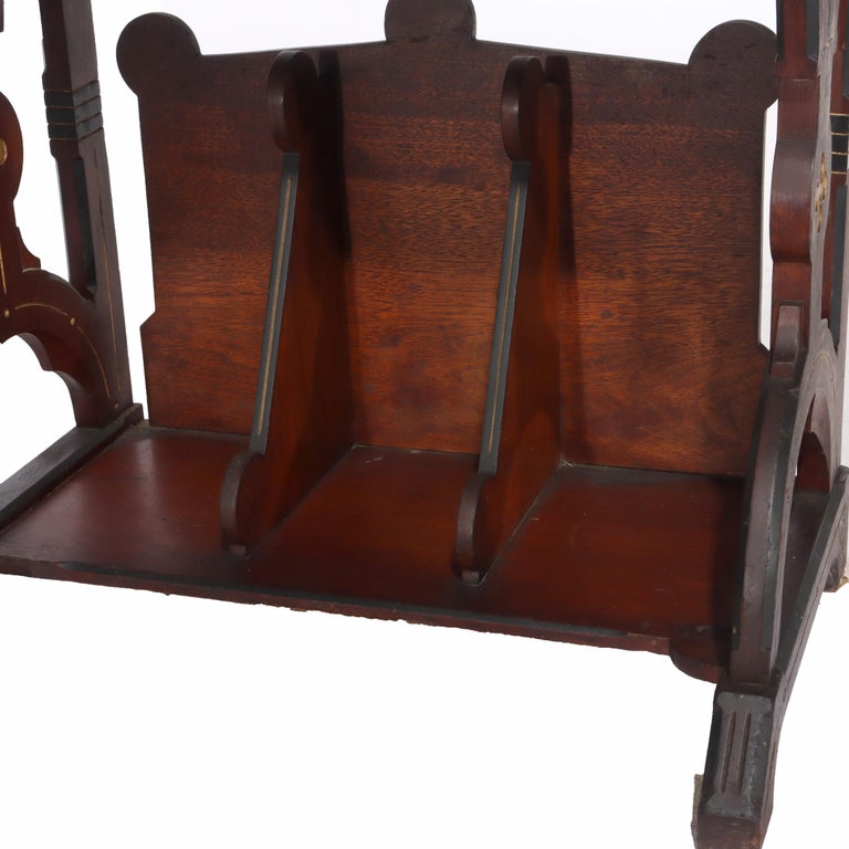 Antique Berkey & Gay Victorian Inlaid Black Walnut & Gilt Drop Front Desk c1890