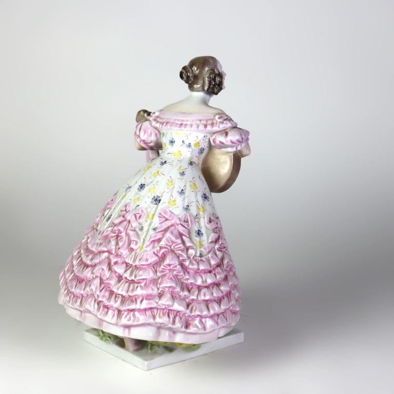 Antique Herend Porcelain Female Guitarist Figure C1850