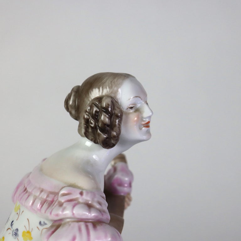 Antique Herend Porcelain Female Guitarist Figure C1850