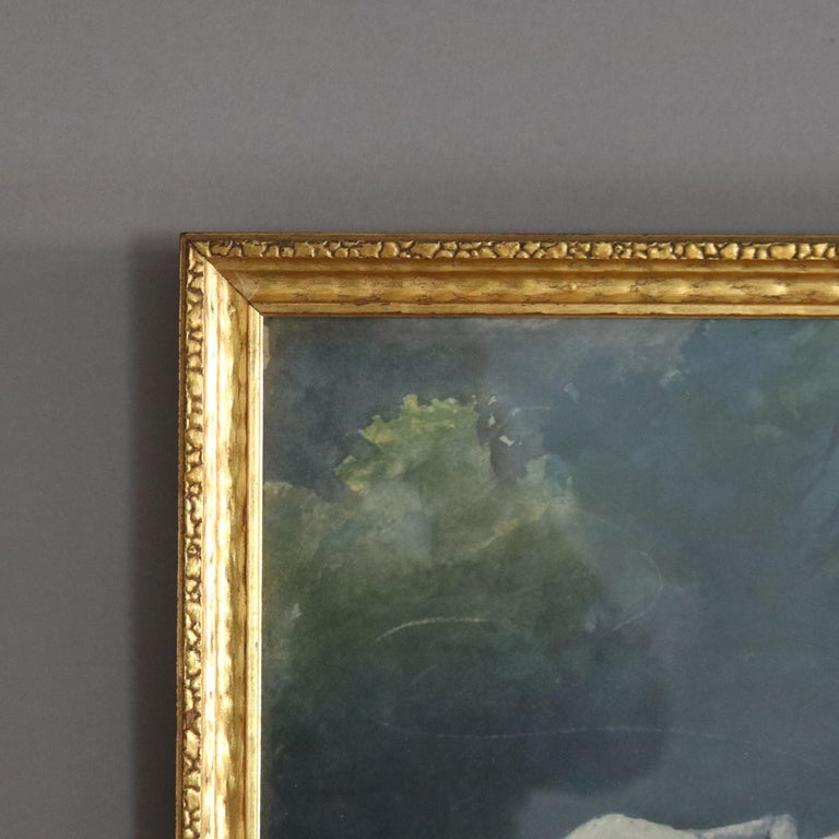 Antique Hudson River School Watercolor River Scene, Artist Signed, C1894