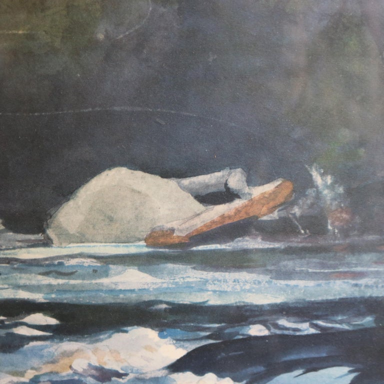 Antique Hudson River School Watercolor River Scene, Artist Signed, C1894