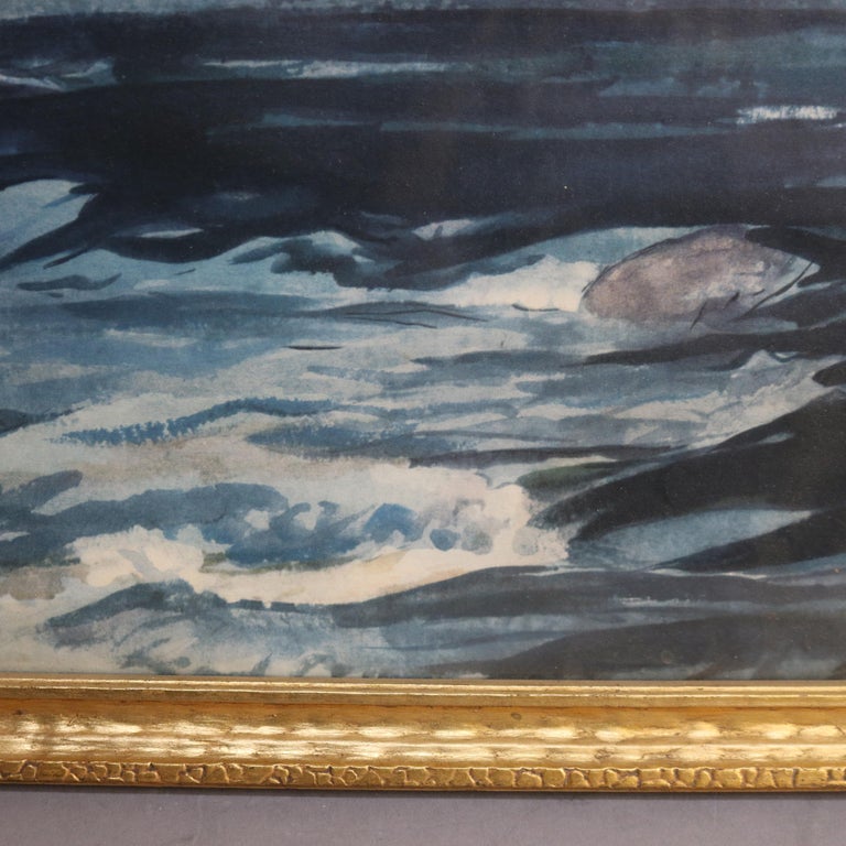 Antique Hudson River School Watercolor River Scene, Artist Signed, C1894