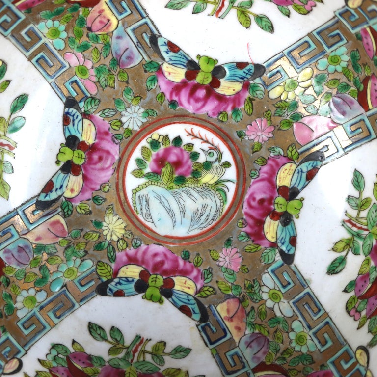 Chinese Famille Rose Enameled Porcelain Bowl with Gilt Trim Signed C1940