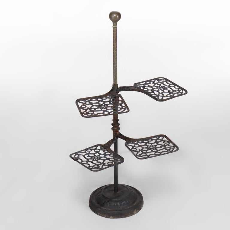 Antique Victorian Cast Iron Adjustable Plant Stand C1868