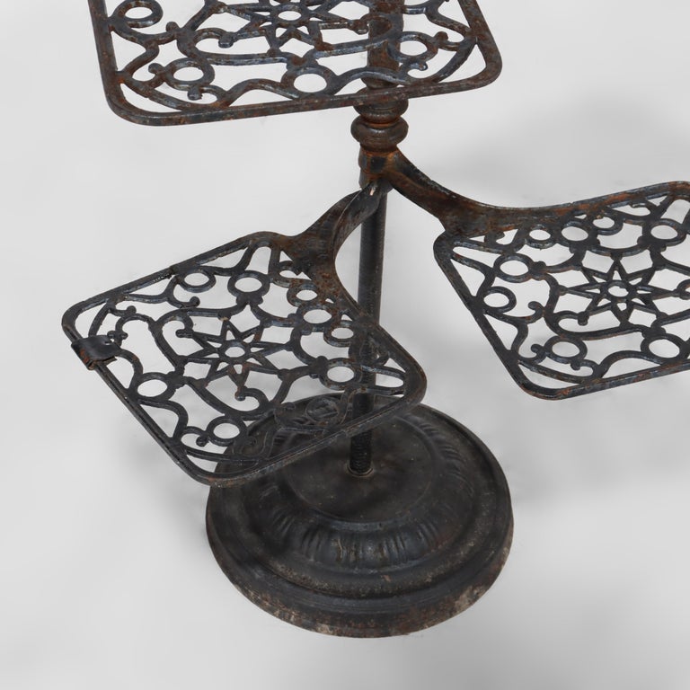 Antique Victorian Cast Iron Adjustable Plant Stand C1868