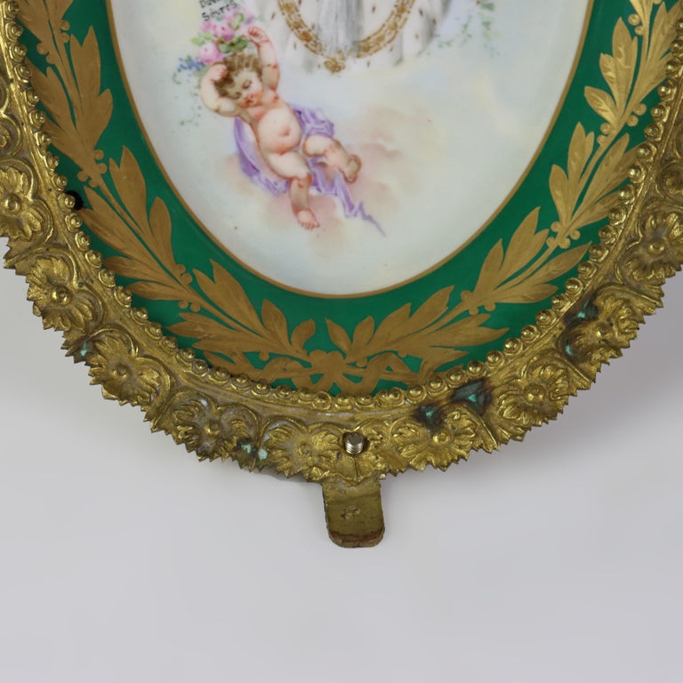 Rare Antique Sevres Porcelain & Bronze Oval Wall Plaque of Napoleon C1804