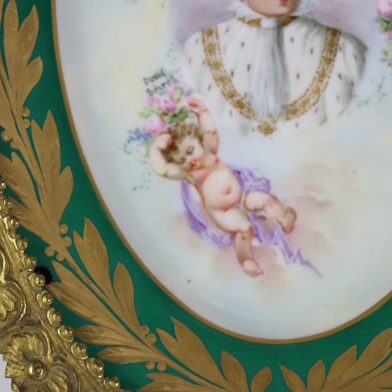Rare Antique Sevres Porcelain & Bronze Oval Wall Plaque of Napoleon C1804