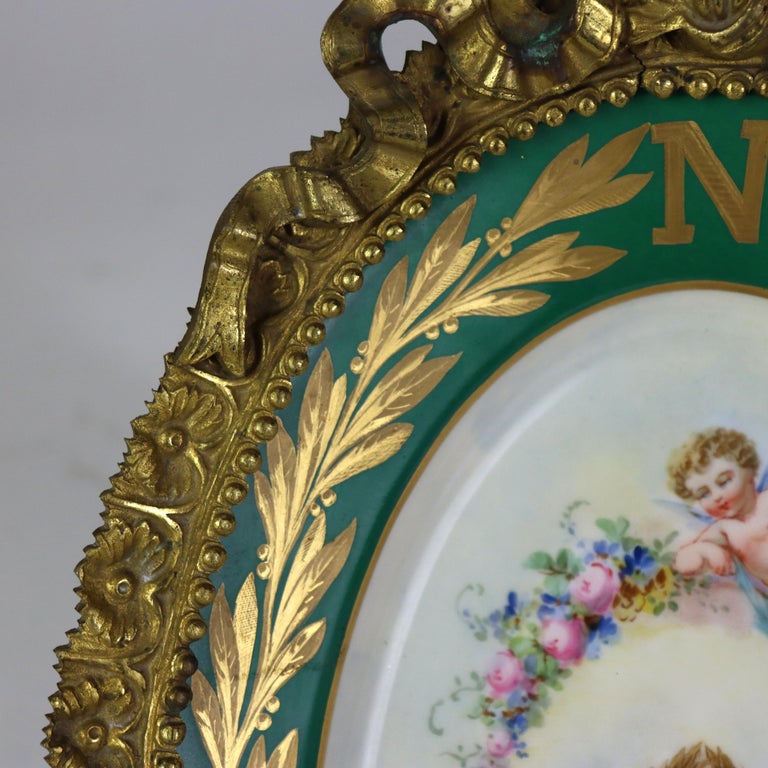 Rare Antique Sevres Porcelain & Bronze Oval Wall Plaque of Napoleon C1804