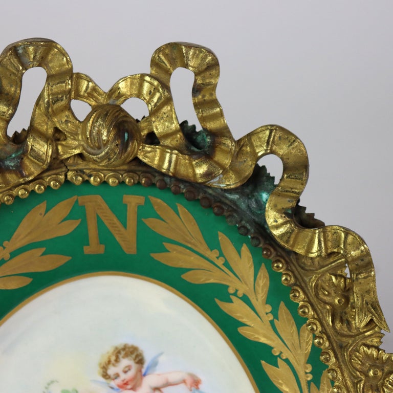 Rare Antique Sevres Porcelain & Bronze Oval Wall Plaque of Napoleon C1804