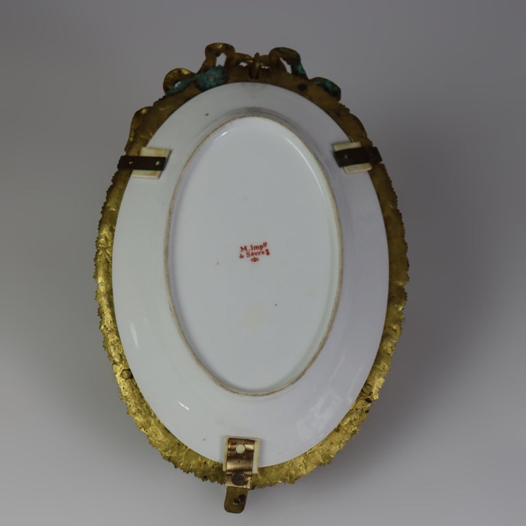 Rare Antique Sevres Porcelain & Bronze Oval Wall Plaque of Napoleon C1804