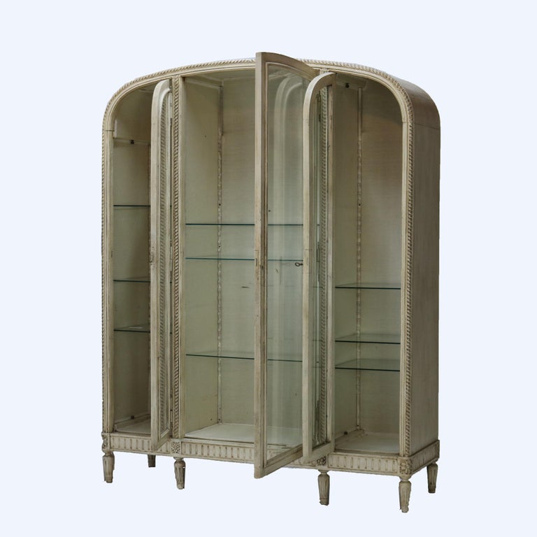 French Provincial Louis XVI Style Three-Door China Cabinet C1920