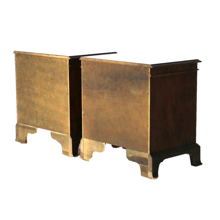 Pair of Century Chippendale Style Mahogany Side Cabinets with Upper Drawer 20thC