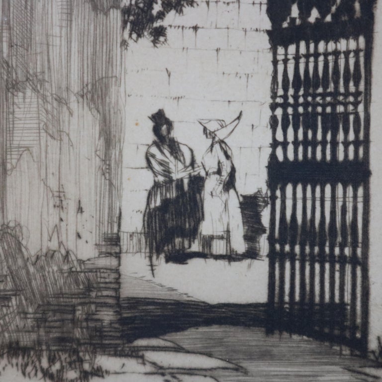 Vintage Signed Etching, the Hospital, Santa Cruz after Samuel Chamberlain