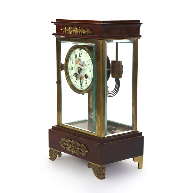 Antique French Louis XVI Style Mahogany & Ormolu Clock c1890