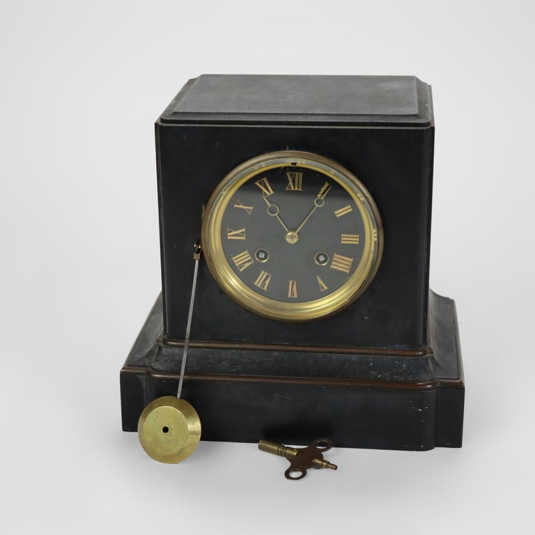 Antique Tiffany & Co. Slate Mantle Clock Signed 19thC