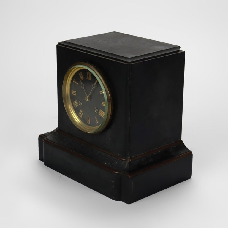 Antique Tiffany & Co. Slate Mantle Clock Signed 19thC