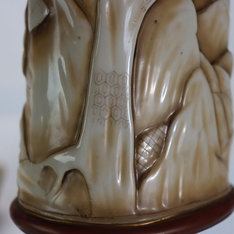 Two Antique New York/Rudolstadt Pottery Figural Porcelain Vases 19thC