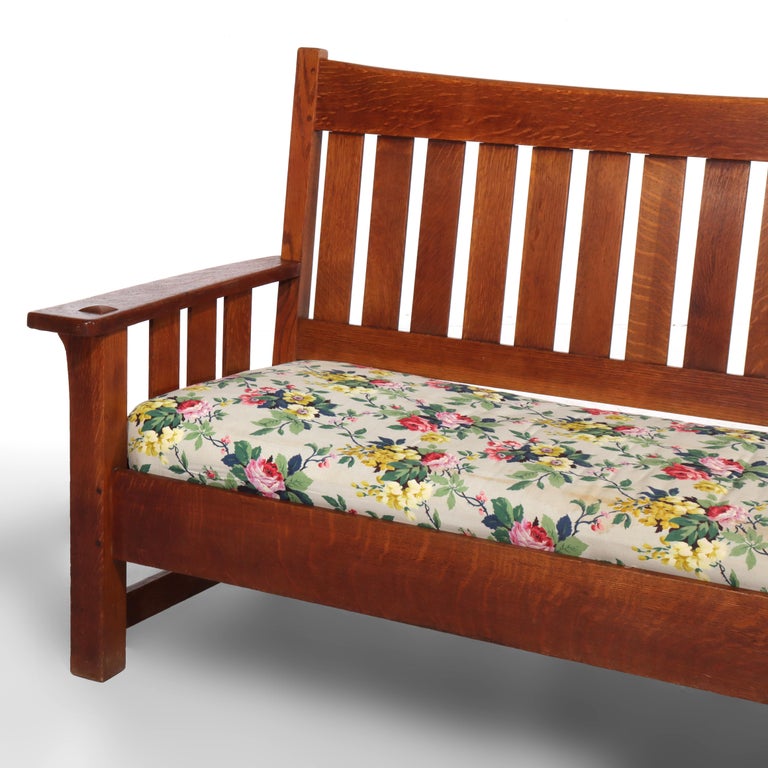 Antique Limbert Arts & Crafts Mission Oak Drop Down Sofa C1910