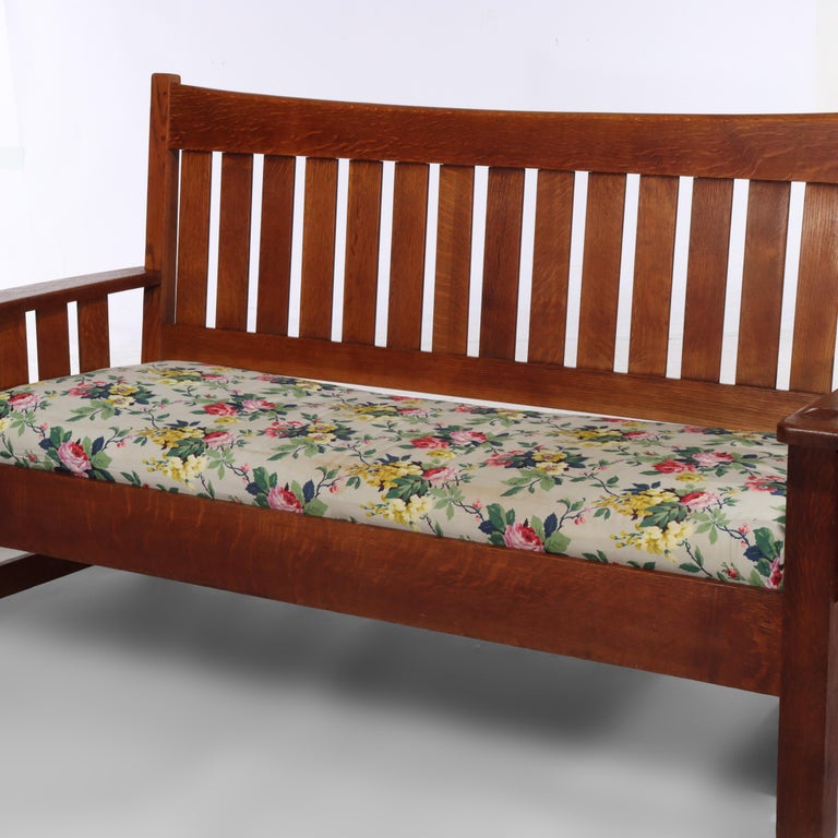 Antique Limbert Arts & Crafts Mission Oak Drop Down Sofa C1910
