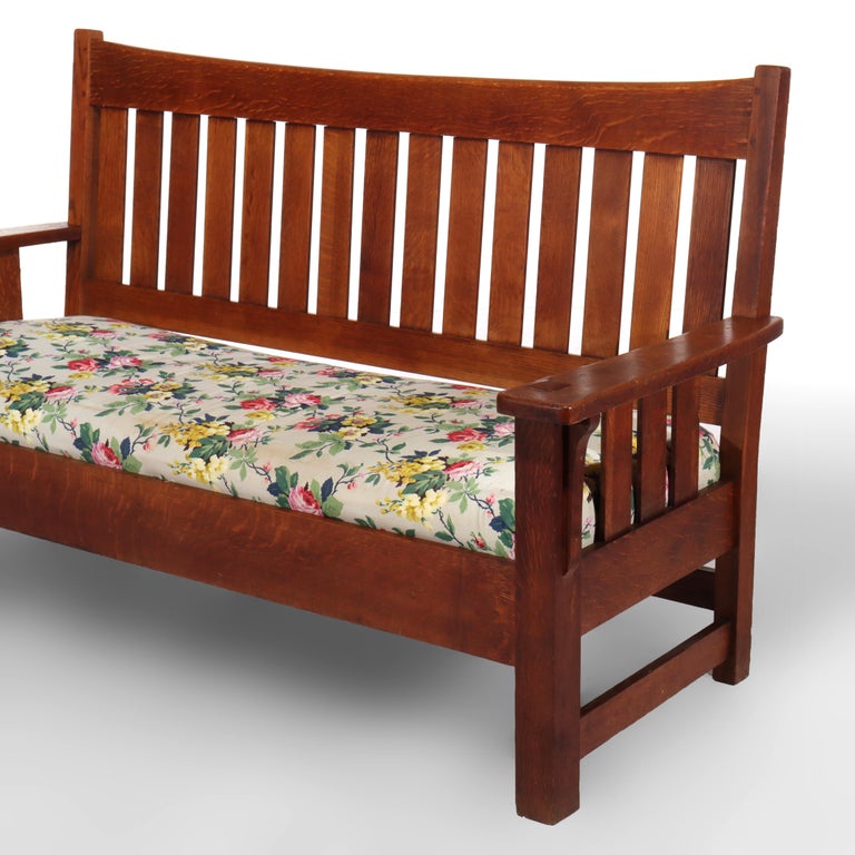 Antique Limbert Arts & Crafts Mission Oak Drop Down Sofa C1910