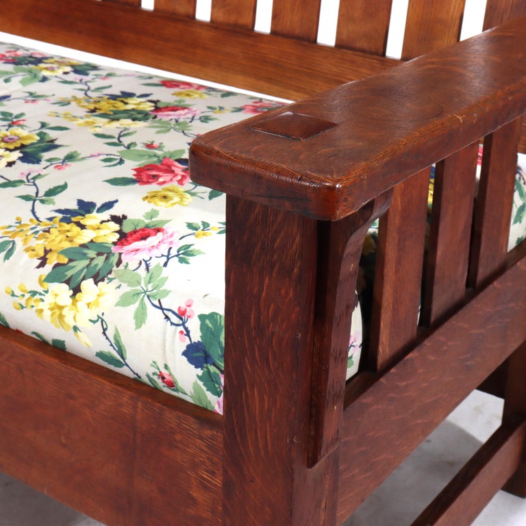 Antique Limbert Arts & Crafts Mission Oak Drop Down Sofa C1910