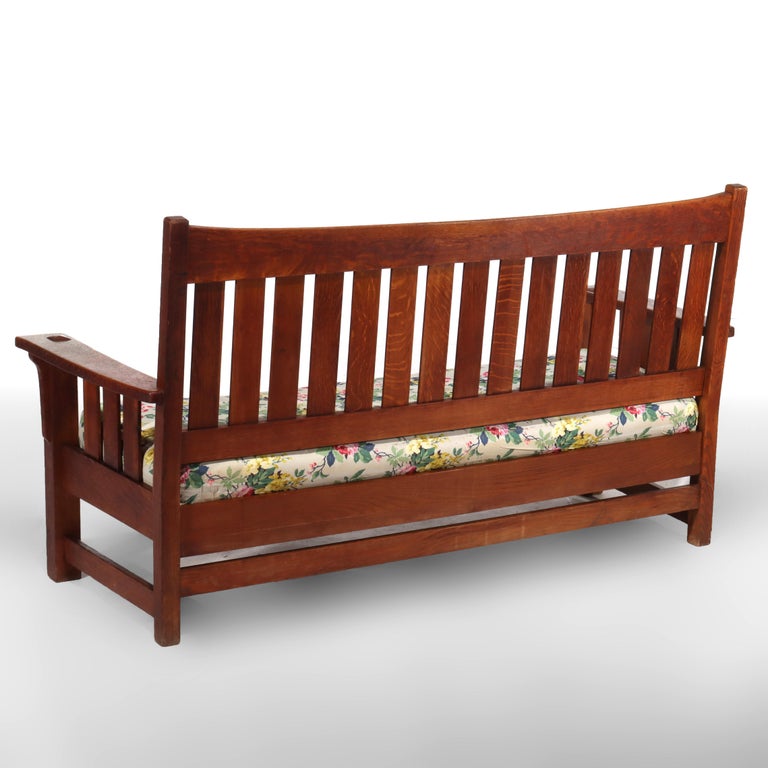Antique Limbert Arts & Crafts Mission Oak Drop Down Sofa C1910