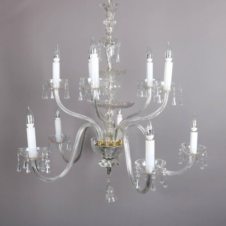 Oversized European Ten-Light Crystal Chandelier, 20th Century