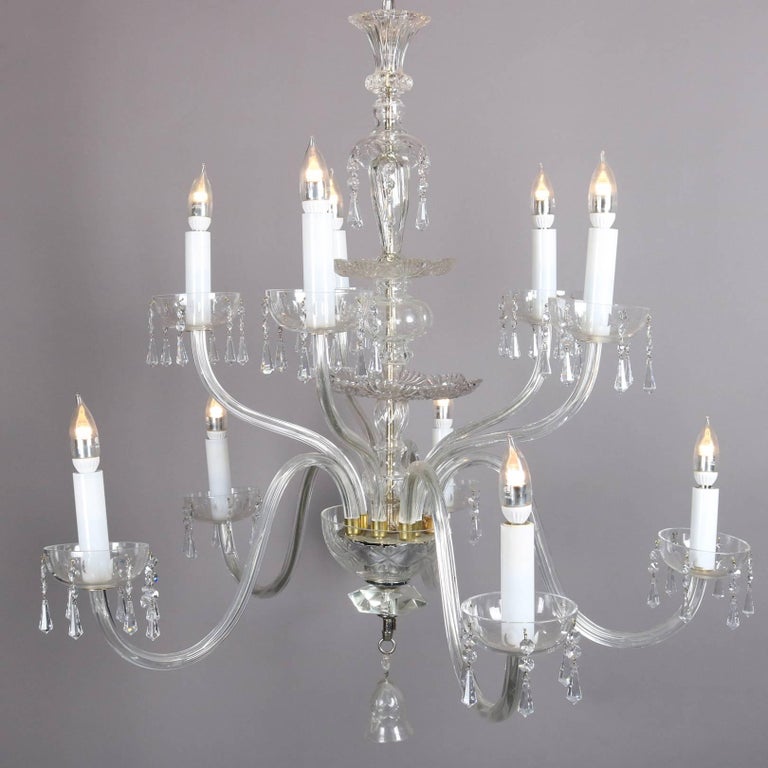 Oversized European Ten-Light Crystal Chandelier, 20th Century