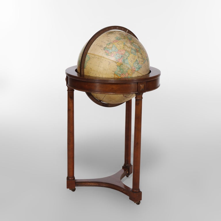 Vintage Replogle Classical Mahogany Floor World Globe Signed C1940