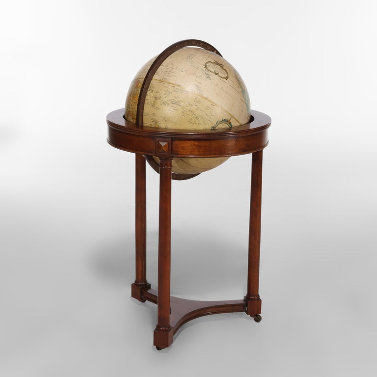 Vintage Replogle Classical Mahogany Floor World Globe Signed C1940